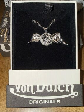 Von Dutch Necklace Silver Cuban Link Chain & Flying Eye Pendant Jewelry New
